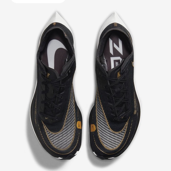 NIKE🔴Zoomx VAPORFLY Next% 2  Run women size 8 white/black/metallic gold $250 - Picture 4 of 14